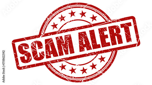 Scam alert red stamp with grunge texture