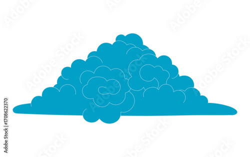Traditional Asian cloud, cumulus cloud, line drawing, blue, isolated on transparent. Hand drawn vector illustration. Buddhist thangka art. Chinese, Japanese, Korean design element, clip art