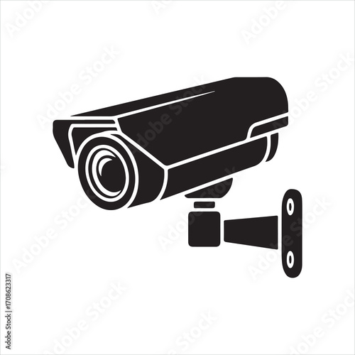 Security camera vector illustration on a white background, featuring a modern CCTV surveillance system for private monitoring and safety