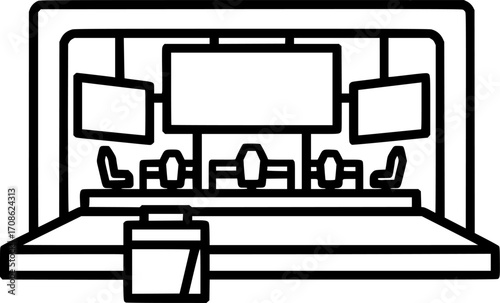 Esports arena stage outline icon vector
