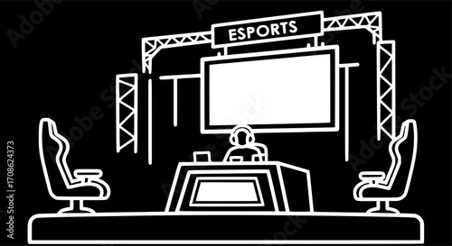 Esports arena stage outline icon vector
