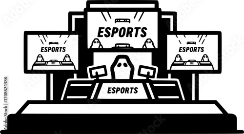 Esports arena stage outline icon vector
