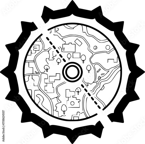 Battle royale zone closing in outline icon vector
