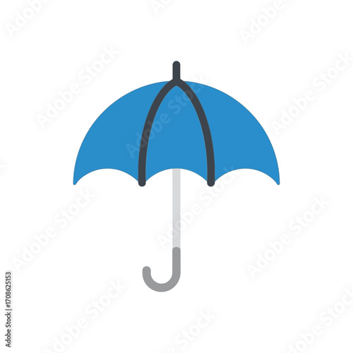 A simple, stylized illustration of a blue umbrella.