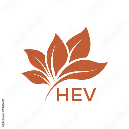 Modern Abstract Botanical Logo with Leaf Motif and Letter mark "HEV" HEV Later Logo, 

