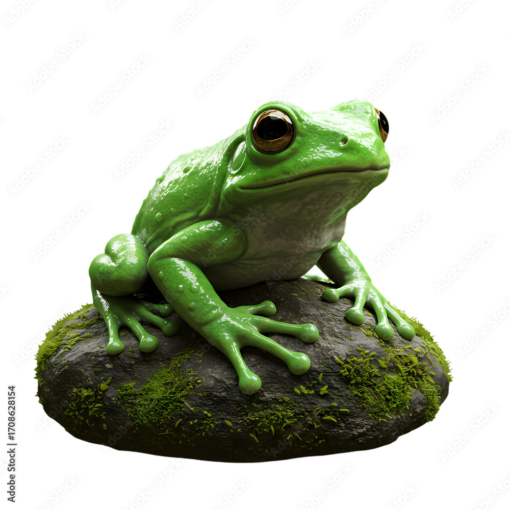 Obraz premium Green Tree Frog: Amphibian Photography, Nature Close-Up, Reptile Visuals