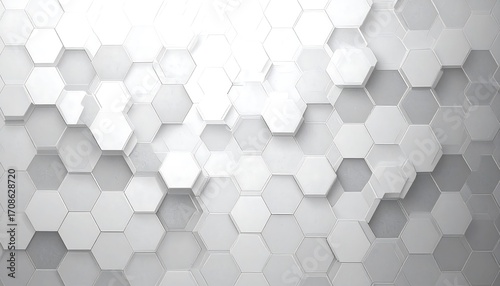Abstract 3D Hexagon Pattern: White Geometric Background Texture