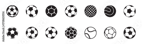 Soccer ball icon, football icon for sports apps and websites, soccer, football, tennis, golf, bowling, basketball, football symbol sign , vector illustration EPS 10.