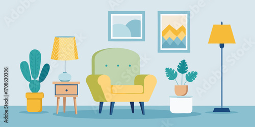 Cozy Living Room Interior Design Illustration