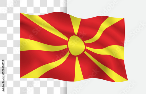 North Macedonia Flag Waving Vector on a White Background

