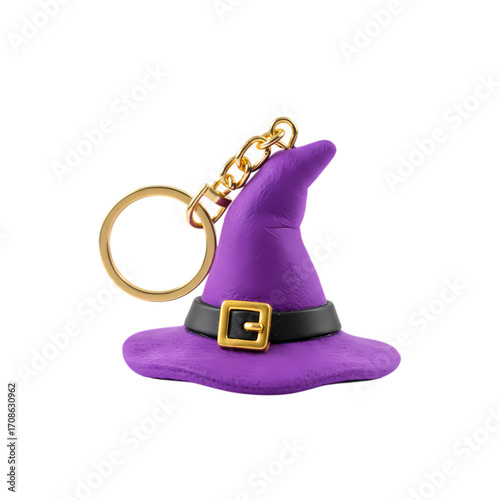 Purple Witch Hat Keychain: Halloween Accessory