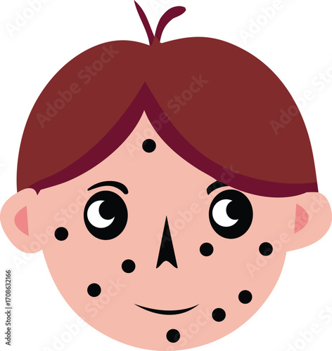 Portrait of the pimple girl on transparent background