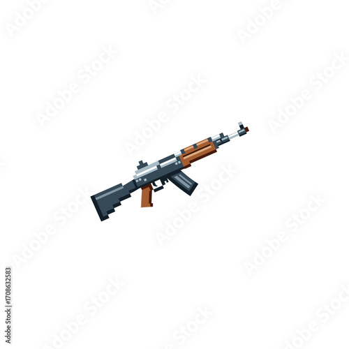 Pixelated Rifle icon logo flat vector design