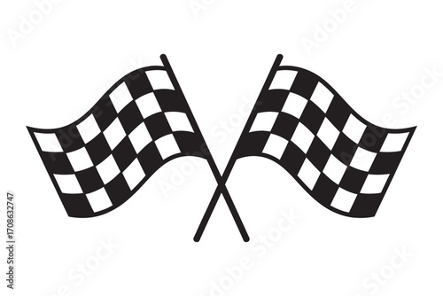 Vector illustration of a pair of checkered racing flags, ideal for conveying triumph, sports events, and the culmination of a challenge