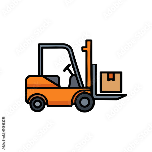Forklift icon logo flat vector design