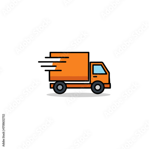 Logistics delivery truck icon logo flat vector design