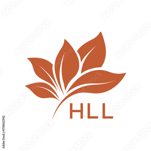 Abstract Floral Logo for Natural Products, HLL Later Logo, Elegant Plant Emblem with Typography
