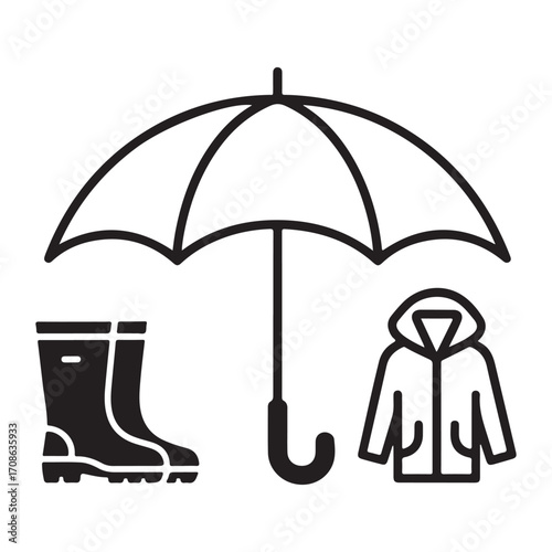Wet weather clothing vector