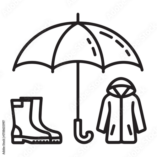 Wet weather clothing vector