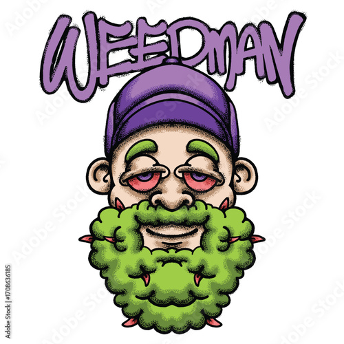 Bearded Character hand drawn tshirt illustration