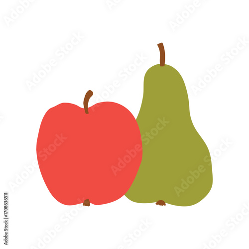 apple and pear autumn fruits composition; perfect for packaging, food design, healthy lifestyle projects - vector illustration