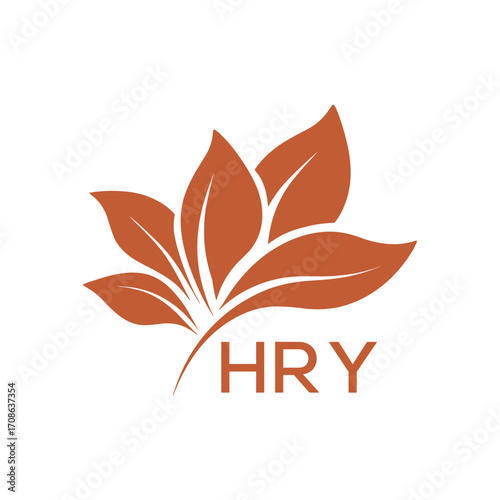 HRY Modern Abstract Botanical Logo with Leaf Motif and HRY Letter mark "HRY" 
