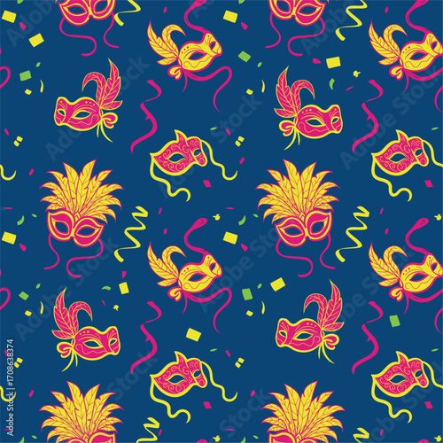 Masquerade ball party vector illustration seamless pattern