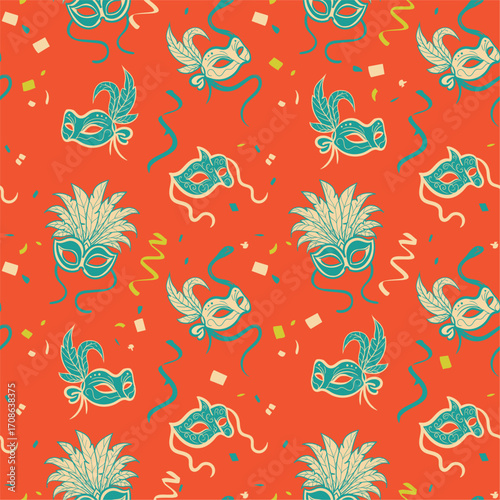 Masquerade ball party vector illustration seamless pattern