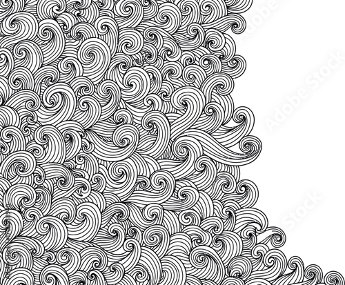 Abstract swirls and lines pattern on left with white space editable stock