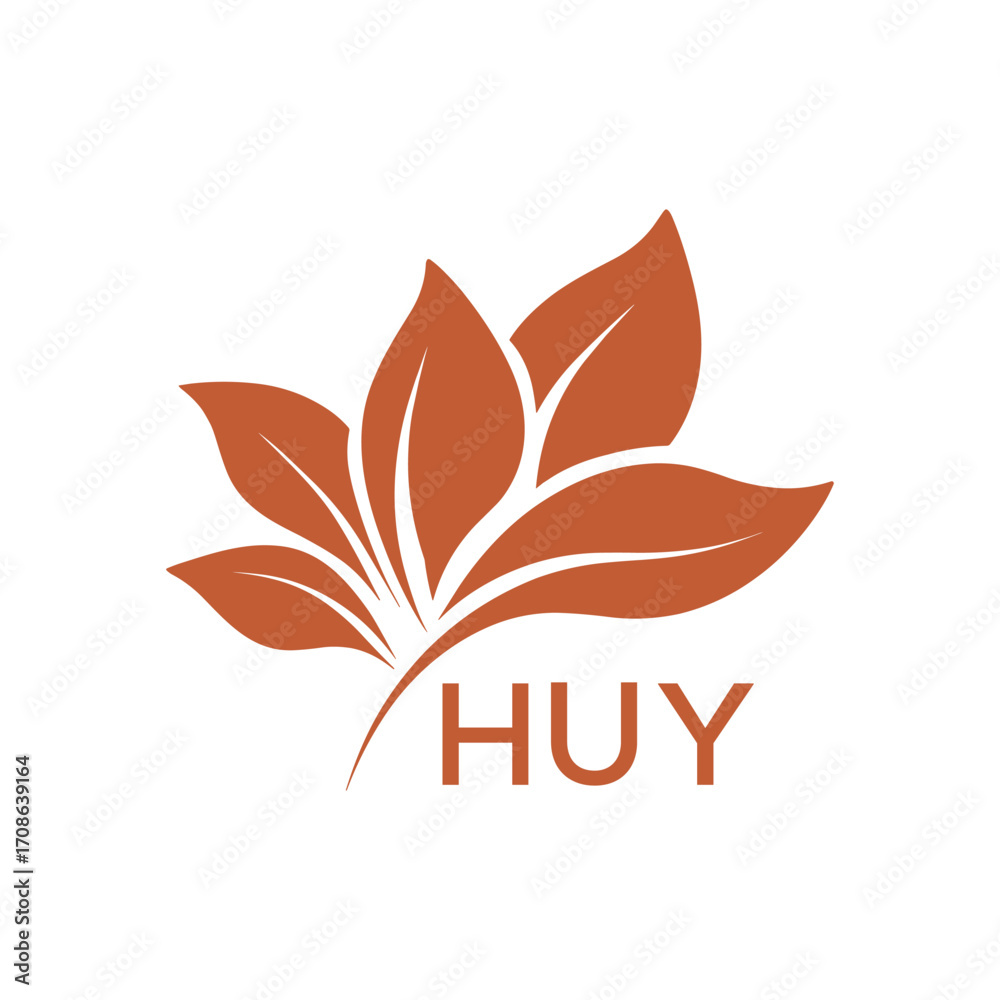 Obraz premium HUY Modern Organic Brand Logo Template, HUY Later Logo, Abstract Floral Logo for Natural Products, 