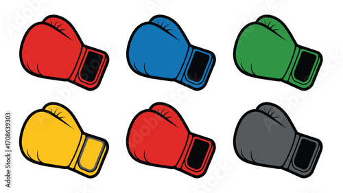 Vibrant boxing gloves in a variety of colors, ready for training and competition.