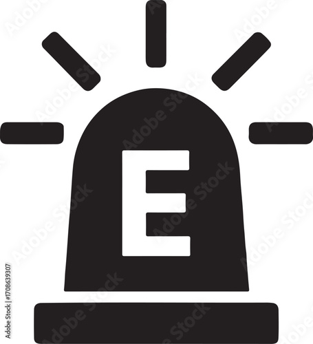 Silhouette vector of emergency icon isolated on white background, urgent alert safety symbol design