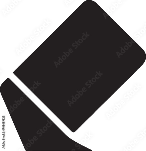 Silhouette vector of eraser isolated on white background, stationery school office supply design