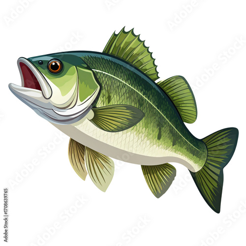 green fish swimming, open mouth, white background clip art preview
