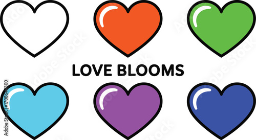 Assortment of vibrant, glossy hearts symbolizing love and affection