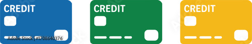 Three colorful credit cards lined up, symbolizing financial options and choices