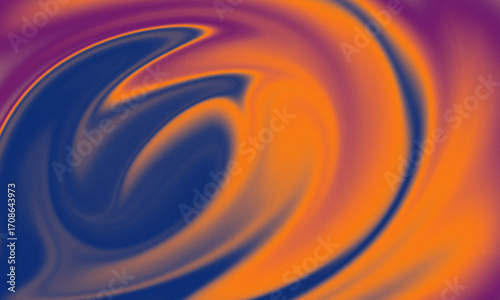Vibrant abstract swirl of orange, purple, and blue with a grainy texture