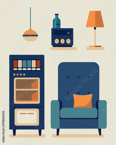Beige Upholstered Recliner Armchair Illustration