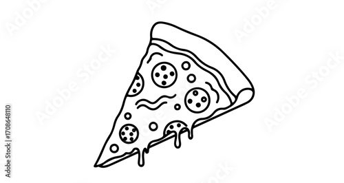 Slice of pepperoni pizza, a classic comfort food drawing illustration