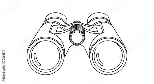 Binoculars outline, a tool for seeing far away, used for bird watching and hunting