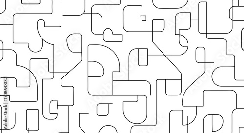 Abstract black and white maze pattern, creating a complex and intricate design
