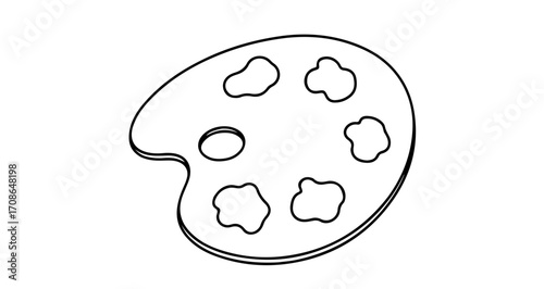 Illustration of a painters palette with blobs of paint, perfect for creative projects