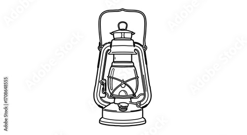 Illustration of an antique kerosene lantern with a handle