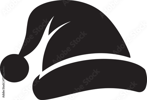 Classic santa claus silhouette with festive red hat and beard