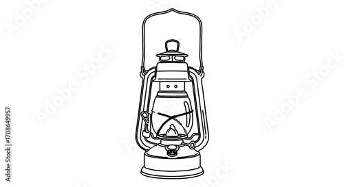 Vintage kerosene lamp illustration, showcasing classic design and intricate details