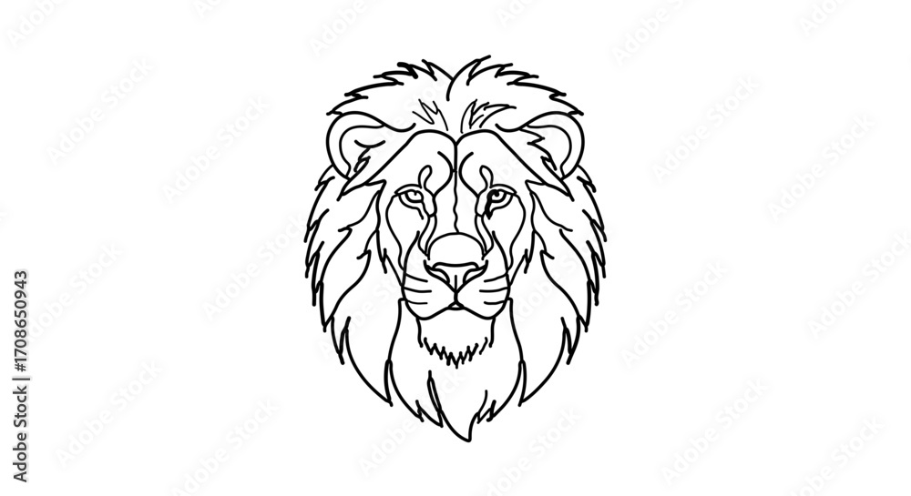 Obraz premium Lion head outline majestic feline with a flowing mane, a symbol of strength and courage