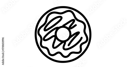 Simple donut outline, minimalist design for coloring or graphic use