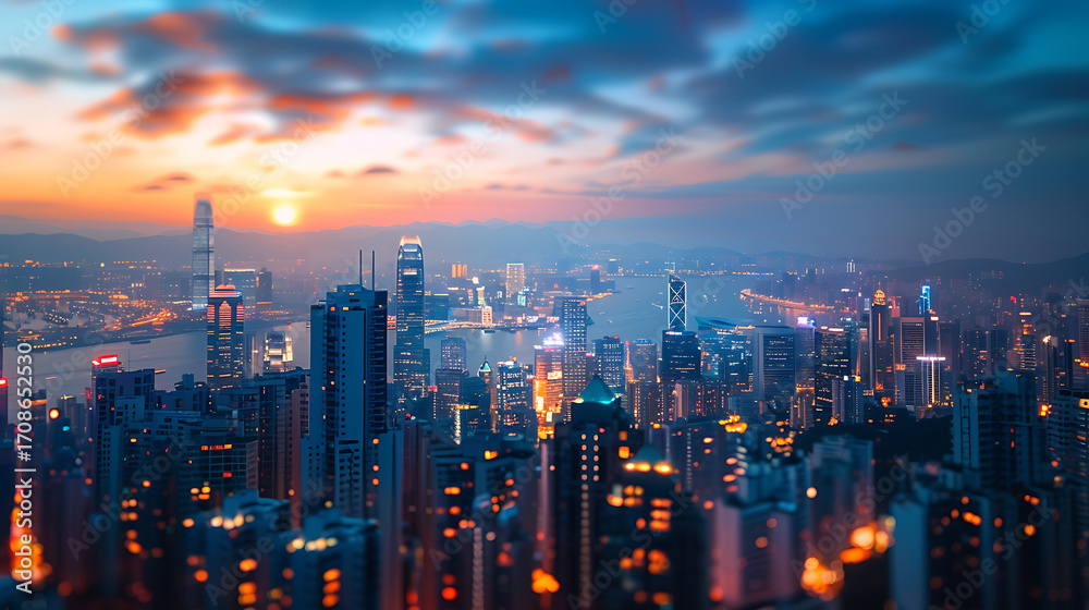 Fototapeta premium Hong Kong Skyline at Dusk.