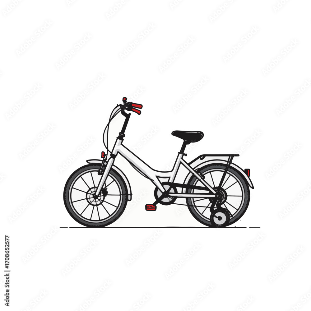 Fototapeta premium Minimalist tricycle in driveway with red accents, modern design