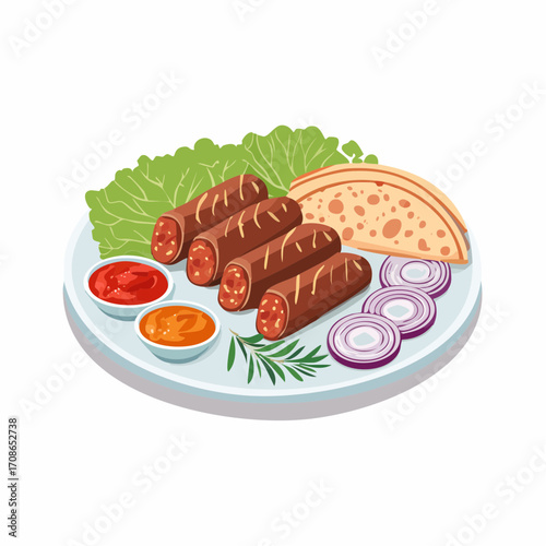 Ćevapčići mit Fladenbrot